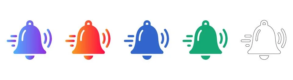 Notification Bell Icons with Motion Effect Stock Illustration