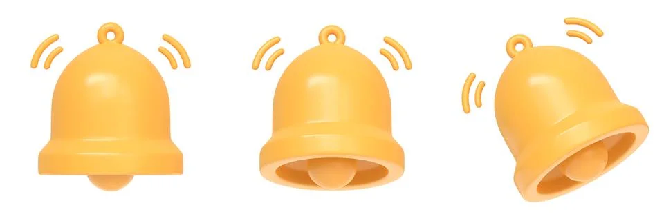 Notification bell isolated on a white background. Set icon in cartoon design Stock Illustration