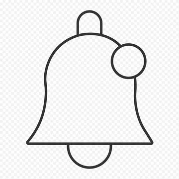 Notification Bell Line Icon with Alert Badge – Push Notification Symbol Stock Illustration