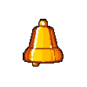Notification bell pixel art vector illustration color sign Stock Illustration
