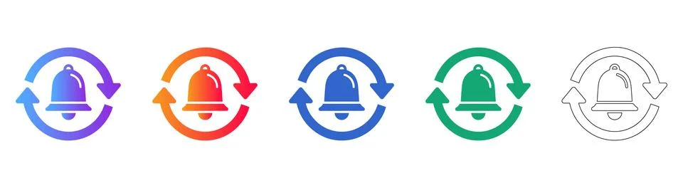 Notification Bell Refresh Icon Set Stock Illustration