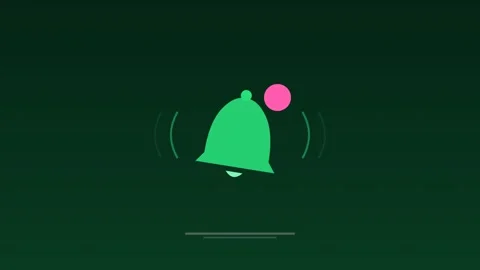 Notification bell ringing alert emerald social loop Video stock 342614816
