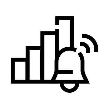 Notification bell ringing with data signal graph Stock Illustration