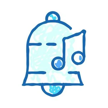 Notification bell ringing with musical note 스톡 일러스트