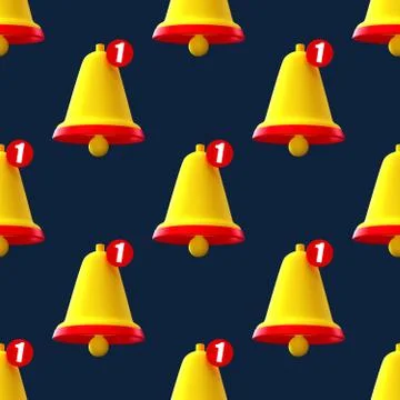 Notification bell seamless pattern creative concept. Cartoon Minimal Orange R 库存插图