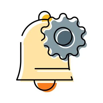 Notification bell setting alert configuration icon Illustrazione stock