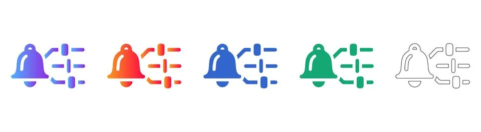 Notification Bell Settings Icons 库存插图
