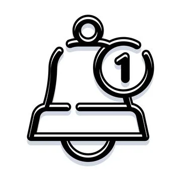 Notification bell showing one new message alert Stock Illustration