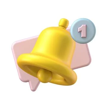 Notification bell with speech bubble 3D Stock Illustration