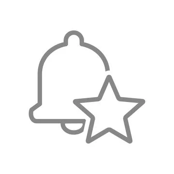 Notification bell with star line icon. Inbox message, message notification Stockillustratie