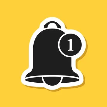 Notification bell sticker icon in flat style. Incoming inbox message vector.. Stock Illustration