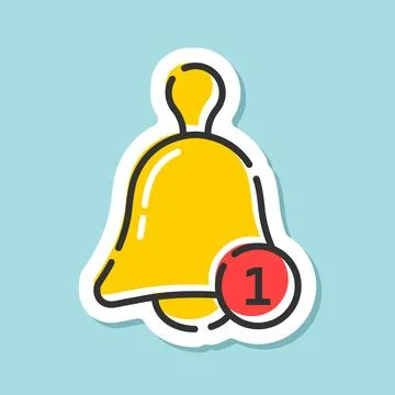 Notification bell sticker icon in flat style. Incoming inbox message vector.. Stock Illustration