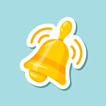 Notification bell sticker icon in flat style. Incoming inbox message vector.. Stock Illustration