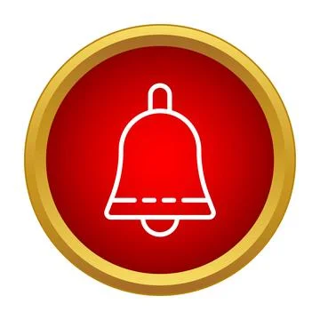 Notification bell symbol on a red round button Stock Illustration