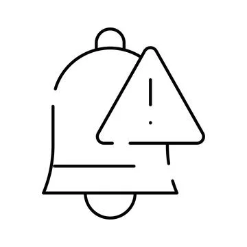 Notification bell with warning exclamation mark icon Stock Illustration