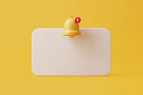 Notification bell on a yellow background Illustrazione stock