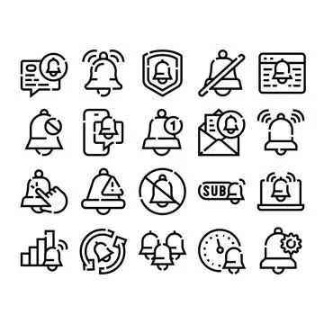 Notification bells line art vector icons イラスト素材
