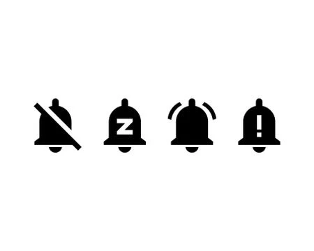 Notification bells set icon. Messaging alarm. Channel messaging reminders bel Stock Illustration