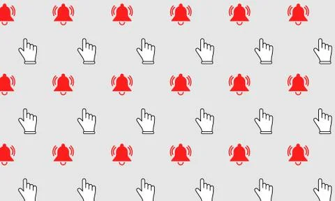 Notification bellwith mouse pointer icon flat background in modern colour des 库存插图