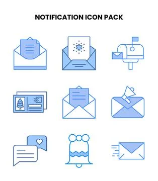 Notification Blue Graphics Icons Pack Stock Illustration