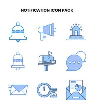 Notification Blue Scalable Icons Pack Stock Illustration