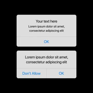 Notification Boxes Template. Smartphone Warning or Message Interface Illustrazione stock
