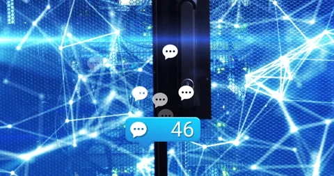 Notification bubble appearing over panel, icons floating and updating count Video stock 309680886