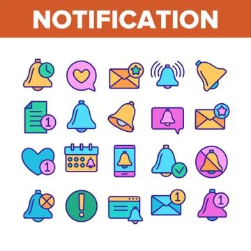 Notification Collection Elements Icons Set Vector Stock Illustration