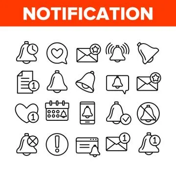 Notification Collection Elements Icons Set Vector Stock Illustration