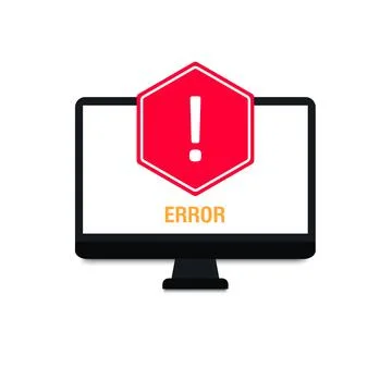 Notification. Computer with exclamation mark icon on screen. Error sign Stock Illustration
