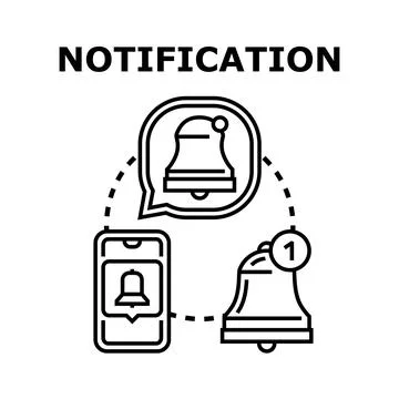 Notification concept with bell icon on mobile phone Stock Illustration