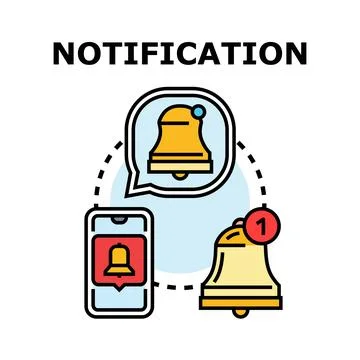 Notification concept with bell icon on mobile phone Stock Illustration