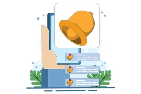 Notification concept. Bell ringing as pop-up reminder. Stock Illustration