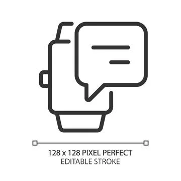 Notification from digital watch pixel perfect linear icon Stock Illustration