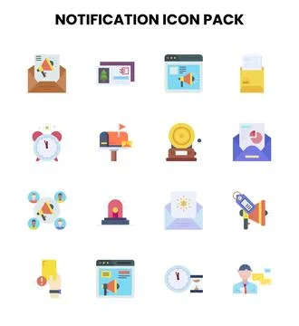 Notification Flat Bundle Icons Pack Stock Illustration