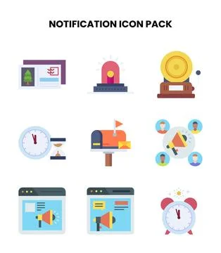 Notification Flat Collection Icons Pack Ilustración de archivo