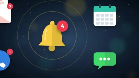 Notification Flat Icons Animation Bell Alert Icon Mail Message Graphic Call Stock Footage 347414226