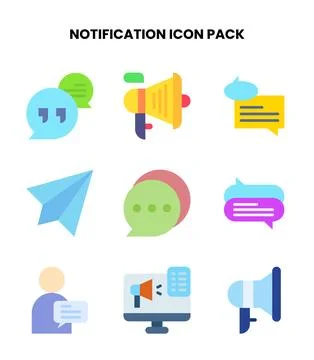 Notification Flat Icons Pack Stock Illustration