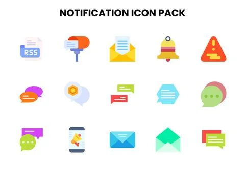 Notification Flat Scalable Icons Pack Stock Illustration