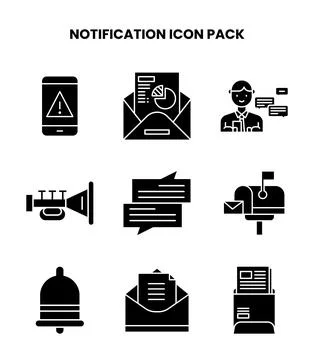 Notification Glyph Scalable Icons Pack Stock Illustration