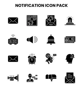 Notification Glyph Scalable Icons Pack Stock Illustration