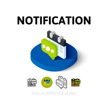 Notification icon in different style Illustrazione stock