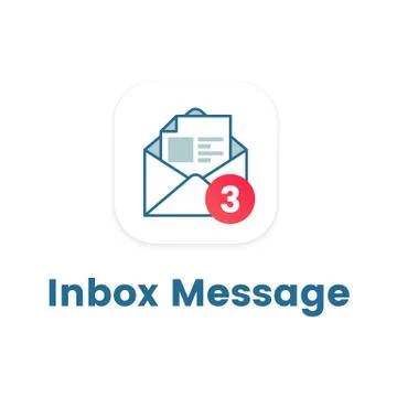 Notification icon on open letter. Concept of ui, red circle, mailbox, check list Stock Illustration