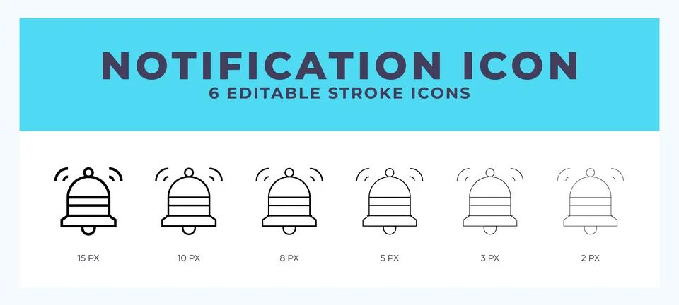 Notification icon. Regular line. Thin line. Bold line. Vector illustration. Stock Illustration