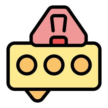 Notification icon showing three dots and exclamation point sign Stock Illustration