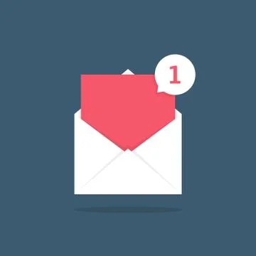 Notification icon speech bubble in open letter Stock Illustration