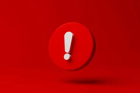 Notification icon symbol on red background. 3d rendering illustration Stock Photos