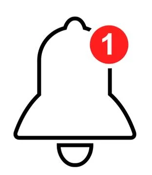 Notification icon vector. bell with a red circle. Stock Illustration