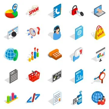 Notification icons set, isometric style Stock Illustration