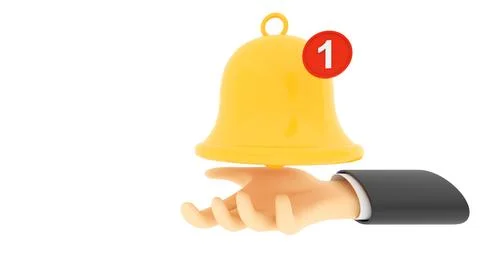 Notification image on white background, notification,3d rendering Stock Photos